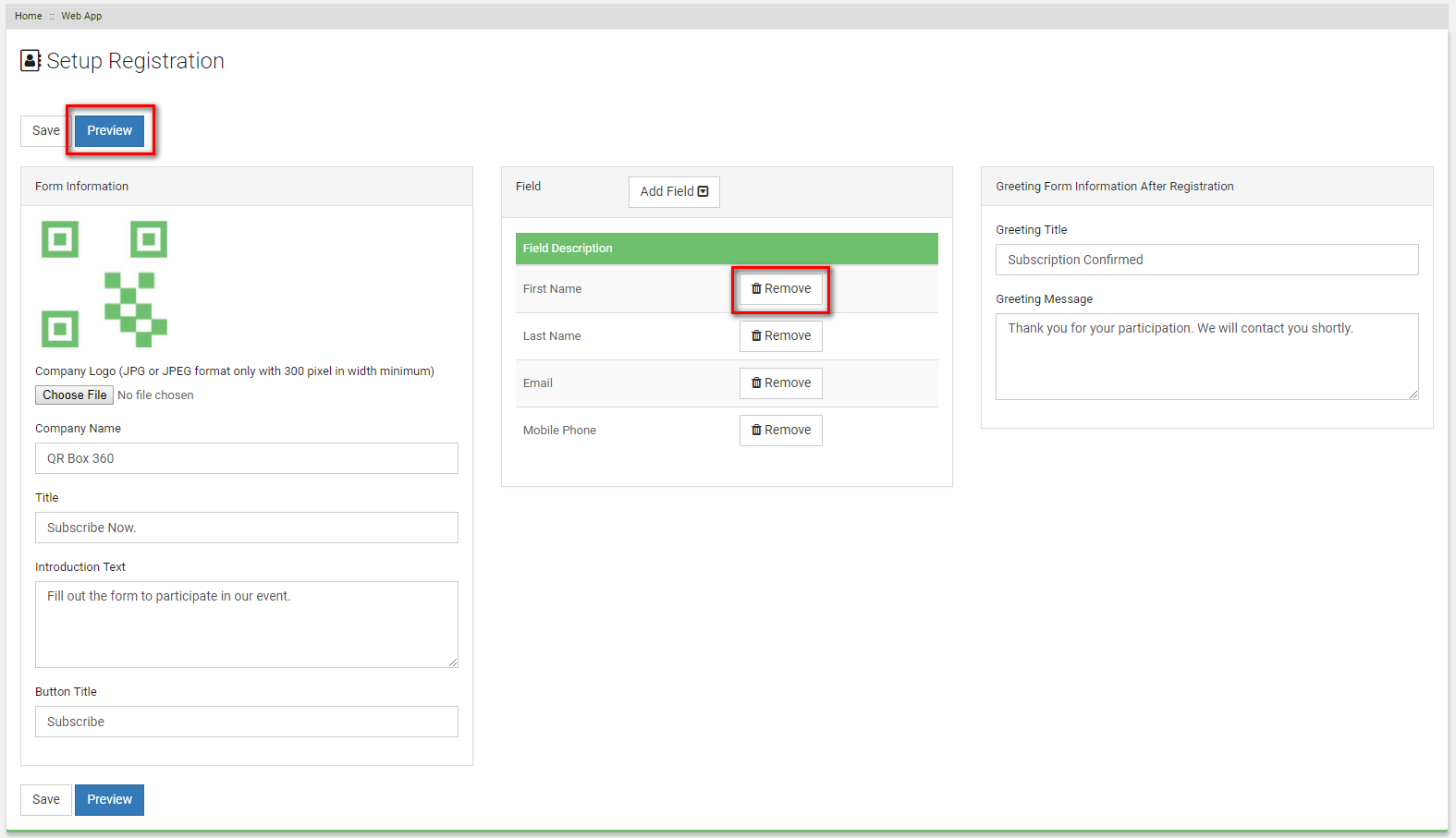 Removing field from registration form