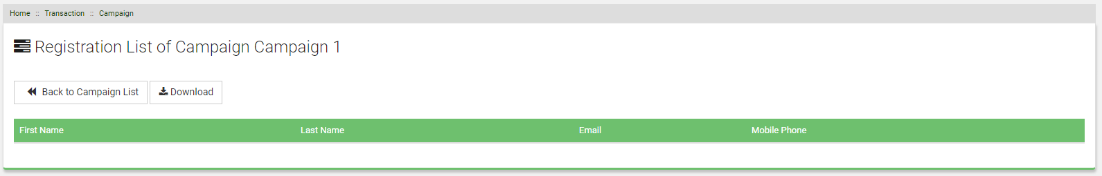 Campaign Registration List Details